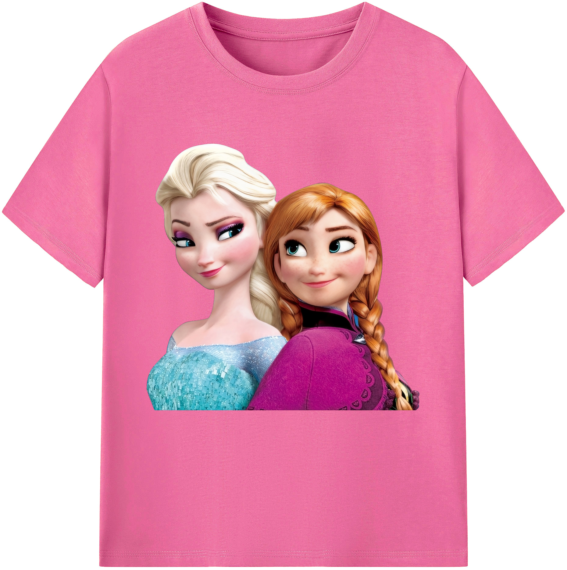 （画像用） アナと雪の女王 アンナ エルサ Frozen Anna Elsa レディースカジュアルプリントTシャツ（綿100％）